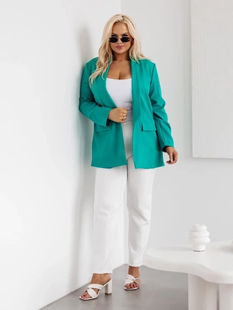 Klasyczna marynarka damska plus size morska (8275)