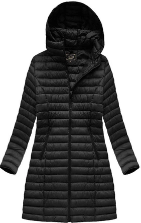 PIKOWANA KURTKA Z KAPTUREM CZARNA (7472-PLUS)