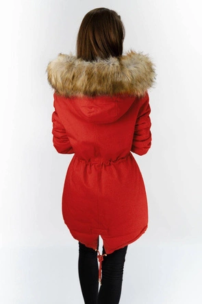 DWUSTRONNA PARKA CEGLANA-ECRU (B507)