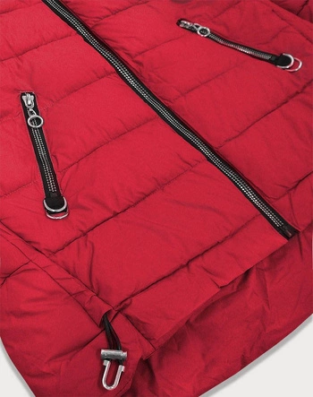 PIKOWANA DAMSKA KURTKA Z KAPTUREM CZERWONA (1907)