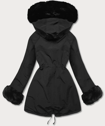 Zimowa parka damska na futerku czarna (W619/1)
