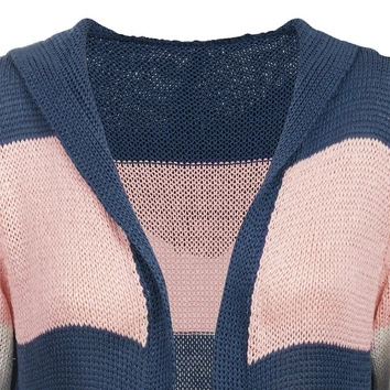 DŁUGI SWETER Z KAPTUREM GRANATOWO-RÓŻOWY (122ART)