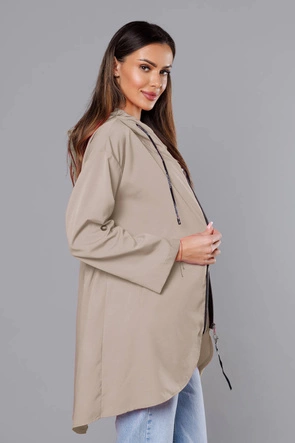 Cienka asymetryczna narzutka damska kakao (B8117-12)