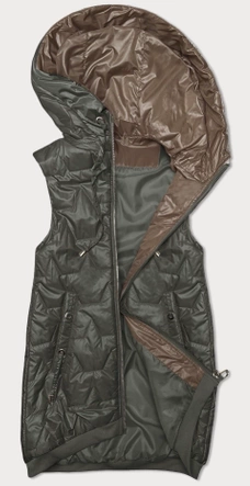 Bezrękawnik damski ze ściągaczem na dole S'West khaki (B8239-11)