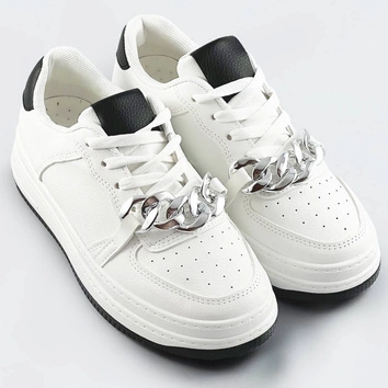 Sportowe buty z łańcuchem damskie biało-czarne (b-545)