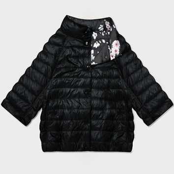 Dwustronna kurtka damska z rękawem 3/4 Goodlookin czarna/kwiaty (PC-7511-1)