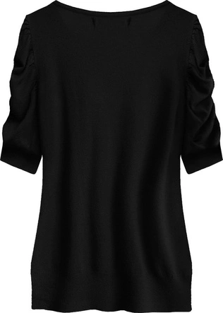 SWETER Z BUFIASTYMI RĘKAWAMI CZARNY (1529)