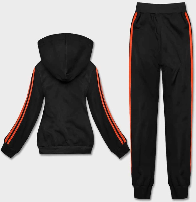 Dres damski z lampasami czarny-pomarańczowy (KK0057)