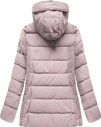 PIKOWANA KURTKA Z KAPTUREM JASNORÓŻOWA (R9505)