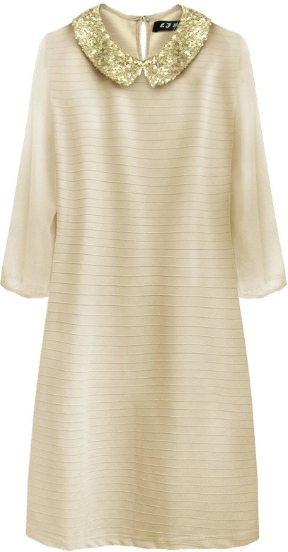 SUKIENKA Z KOŁNIERZYKIEM BEŻOWA (6107)