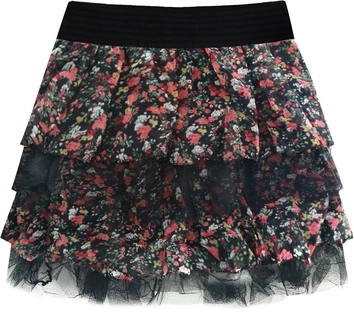 SPÓDNICA W KWIATY CZARNA (2235/2)