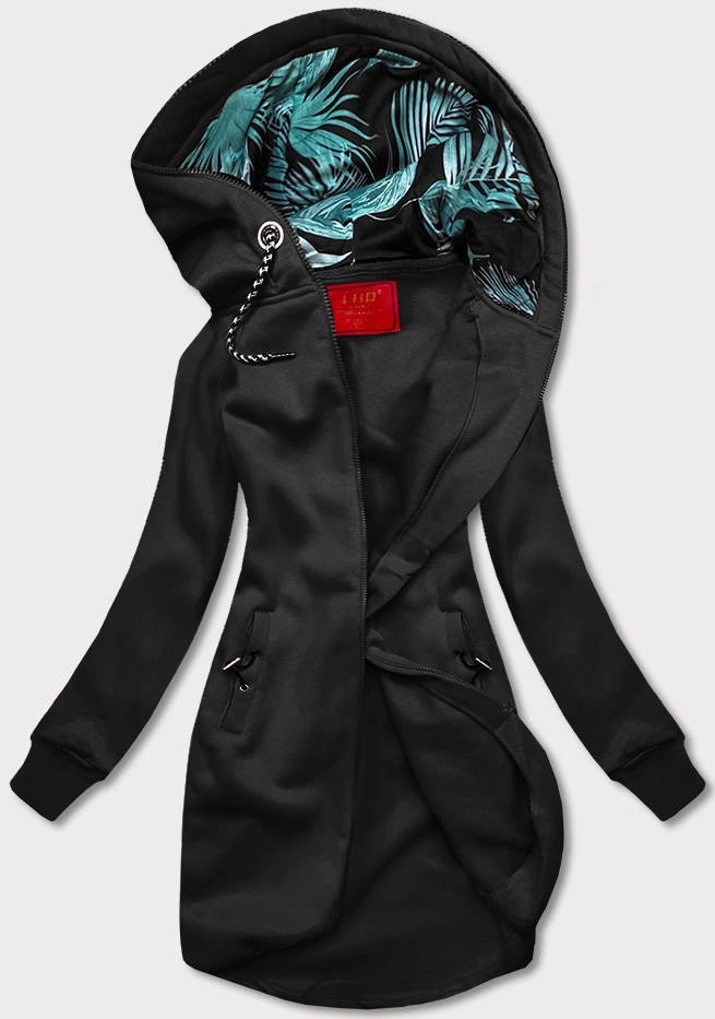 Długa damska bluza czarna (AMG-855B)