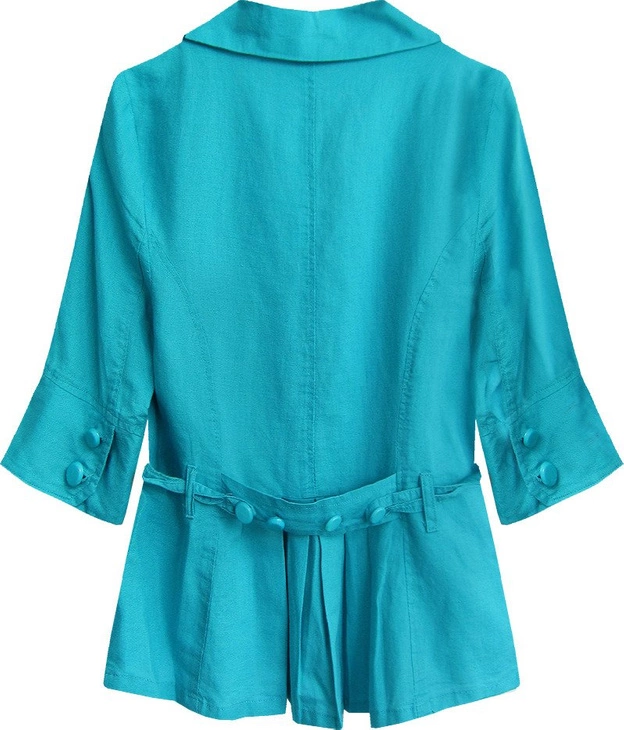 WEŁNIANY ŻAKIET Z KRÓTKIM RĘKAWEM MORSKI (X1021X)