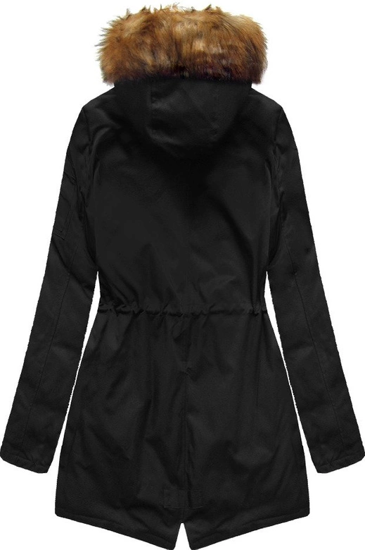 DWUSTRONNA ZIMOWA PARKA DAMSKA Z KAPTUREM CZARNO-RÓŻOWA (B2636)
