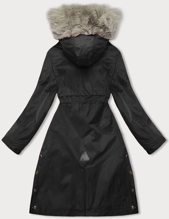  Damska parka z futerkiem czarna (5M3180-392)