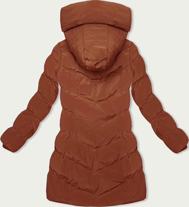 Zimowa kurtka z kapturem ceglana (2M-023)