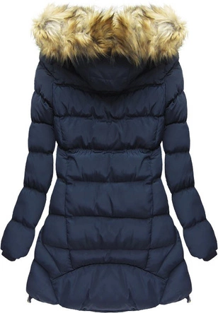 PIKOWANA KURTKA Z KAPTUREM GRANATOWA (W811)