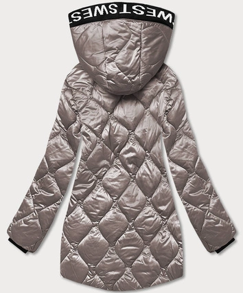 Kurtka damska z ozdobną lamówką beżowa (B8113-12)