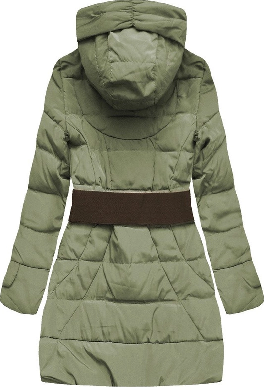 ZIMOWA KURTKA DAMSKA Z KAPTUREM I PASKIEM KHAKI (1976)