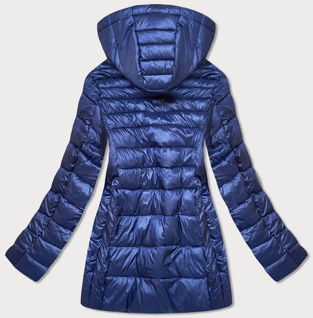 ZIMOWA BŁYSZCZĄCA KURTKA DAMSKA GRANATOWA (7723PLUS)