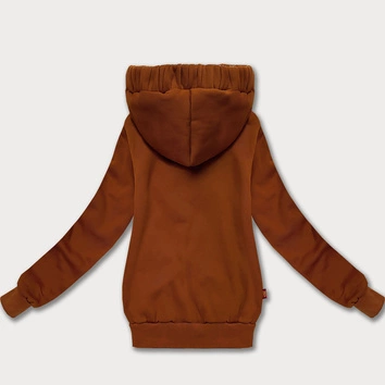 Dopasowana bluza damska z asymetrycznym zamkiem LHD karmelowa (AMG-61)