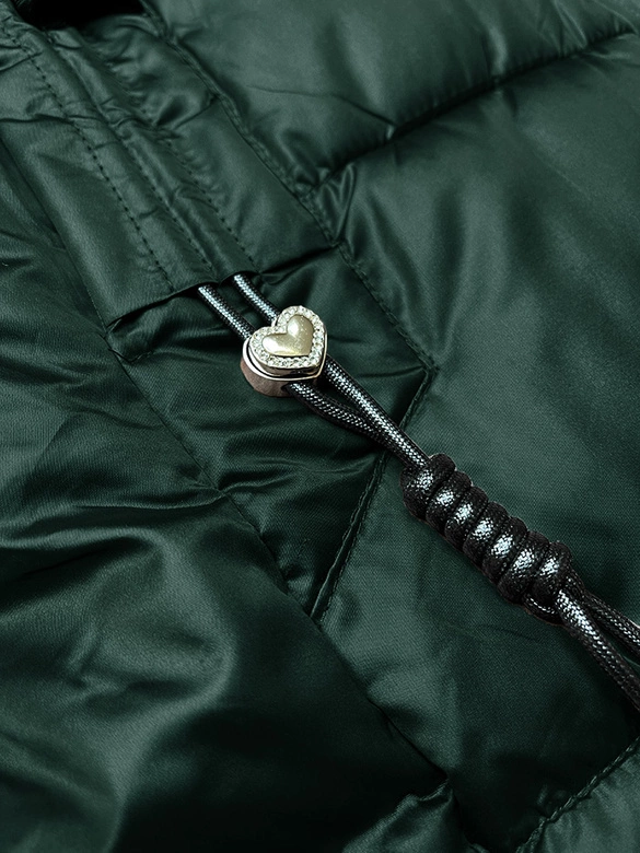 Zimowa pikowana kurtka plus size z kapturem S'west ciemny zielony (B8267-10)