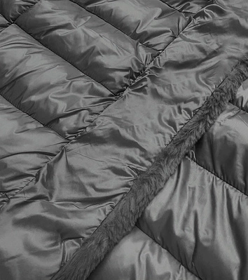 Kurtka zimowa damska z kapturem szara (fm09-12)