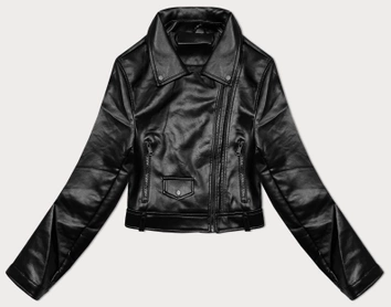 Skórzana kurtka z klapami J Style czarna (11Z8128)