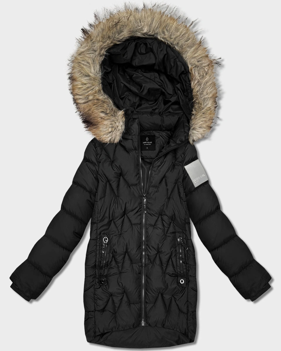 Kurtka zimowa damska z kapturem Goodlookin czarna (KK60563)