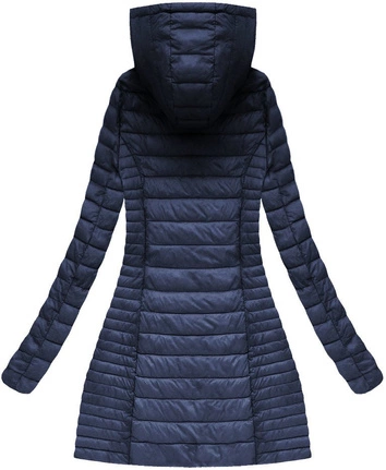 DŁUŻSZA PIKOWANA KURTKA Z KAPTUREM GRANATOWA (XB7127X)