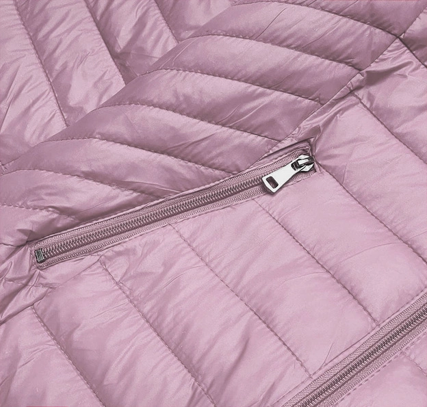 Pikowana kurtka damska z kapturem różowy (B0124-51)