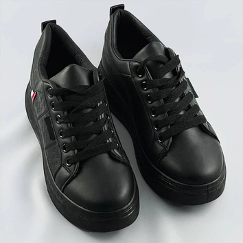 DAMSKIE SNEAKERSY SZNUROWANE CZARNE (C1029)