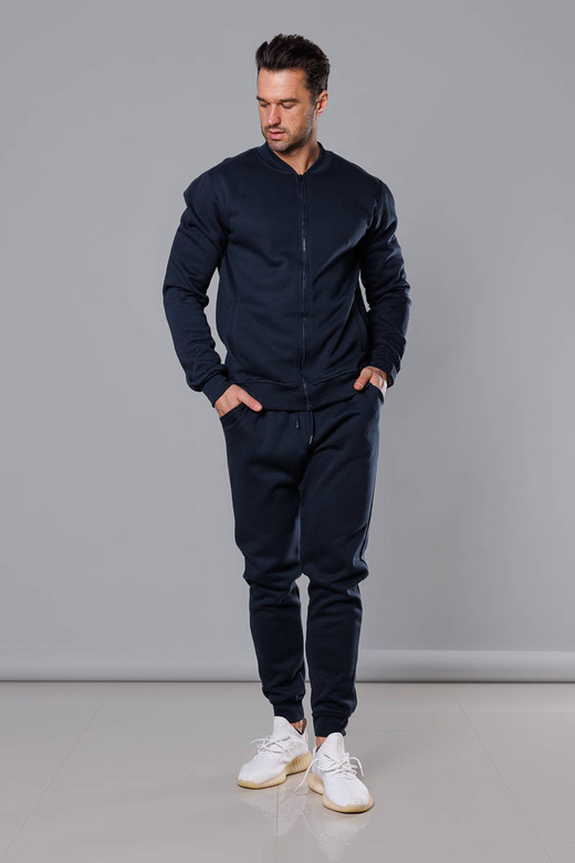 Dres męski bluza bomberka + spodnie ciemny granatowy (8C76-25)
