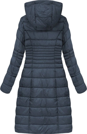 DAMSKA PIKOWANA KURTKA ZIMOWA Z KAPTUREM GRANATOWA (7762BIG)