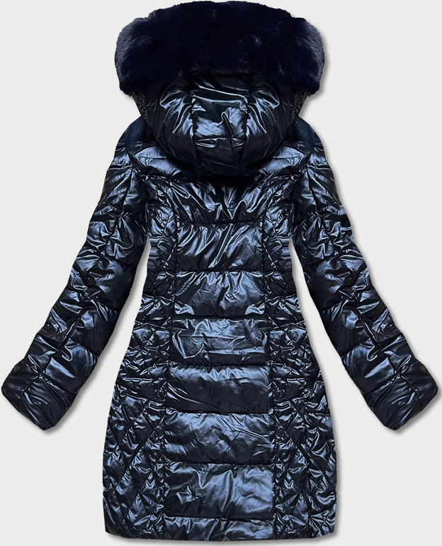 Taliowana kurtka zimowa damska granatowa (2M-028)