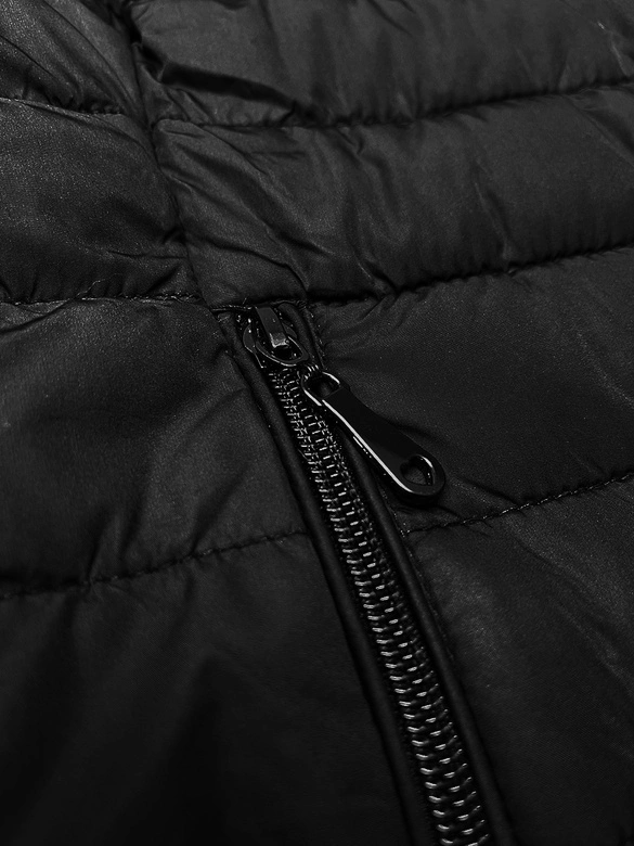 Pikowany bezrękawnik damski z kapturem J style czarny (16M9152-392)