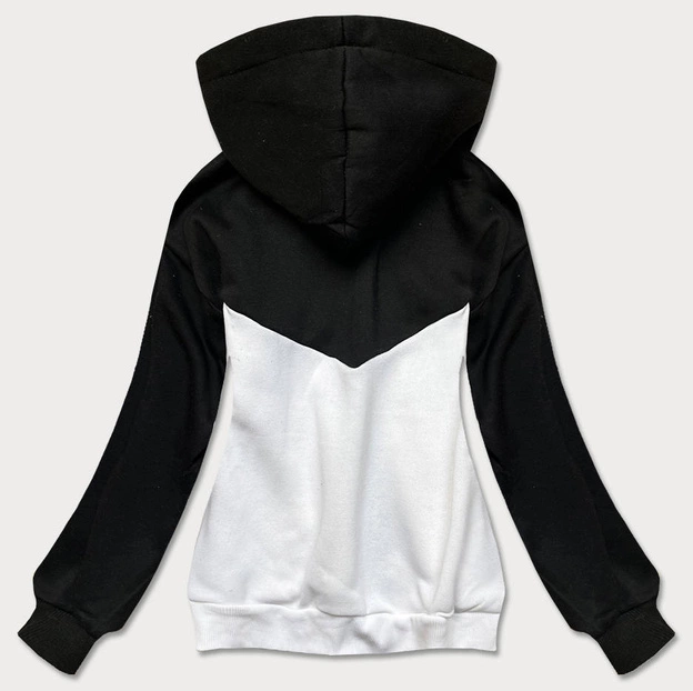 ROZPINANA DWUKOLOROWA BLUZA DAMSKA CZARNO-BIAŁA (26040)