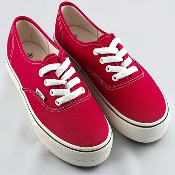 Sznurowane tenisówki na grubej podeszwie czerwone (aw020304)