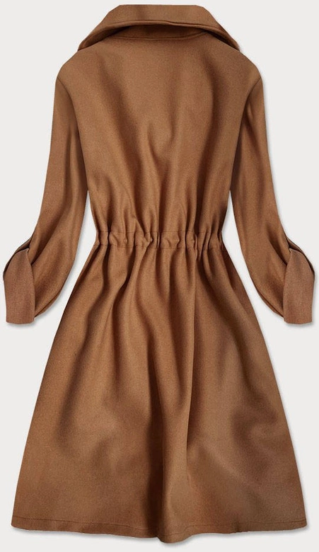 LUŹNY PŁASZCZ DAMSKI Z KLAPAMI BRĄZOWY (20536)