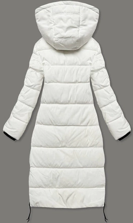 Długa kurtka zimowa damska złamana biel (AG8-8013)
