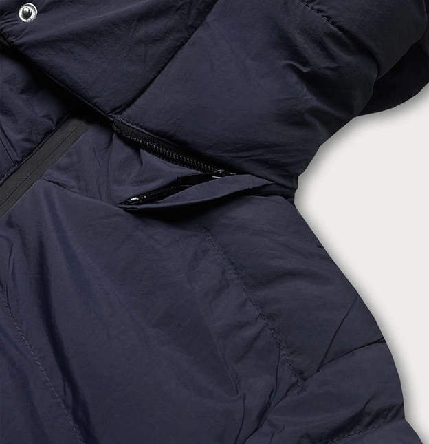 Pikowana kurtka przejściowa z paskiem granatowa (23060-1)