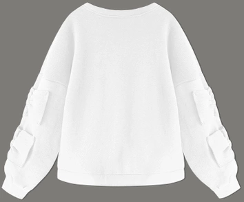 Ciepła bluza damska z kokardkami biała (23999)