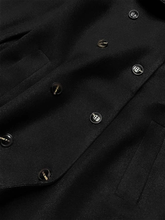 Długi płaszcz z futrzanym kołnierzem czarny (20201202)