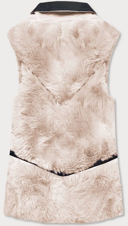 Elegancka kamizelka ekoskóra i futro kremowa (br9593-46)