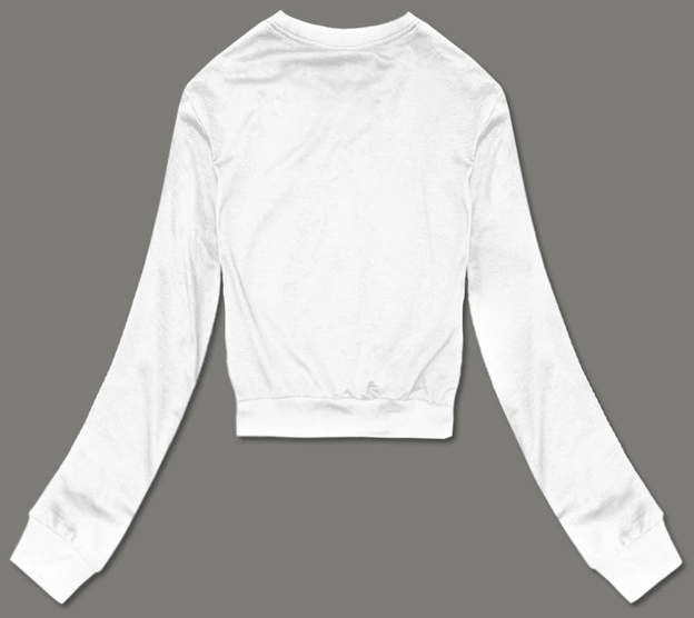 Cienka krótka bluza dresowa damska biała (8B938-1)