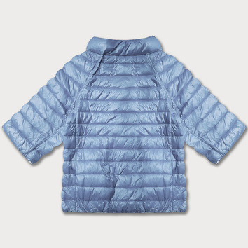 Dwustronna kurtka damska plus size z rękawem 3/4 Minority jasny niebieski/kwiaty (M23-7010-50)