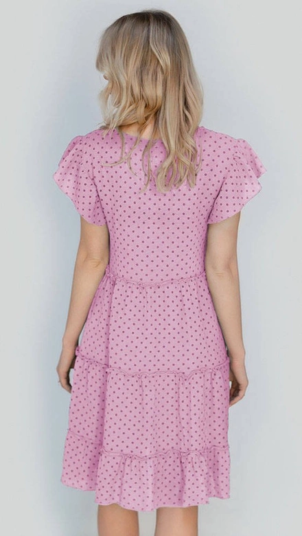 LETNIA SUKIENKA W GROCHY LILAC (584ART)