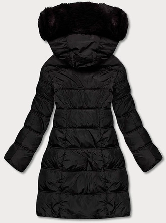 Puchowa zimowa kurtka damska czarna (2M-051)