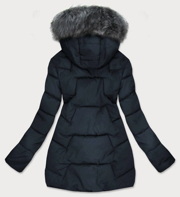 Pikowana kurtka damska zimowa granatowa (r9527)