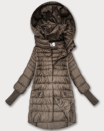 Przejściowa kurtka damska z dzianinowymi ściągaczami beżowa (1828)